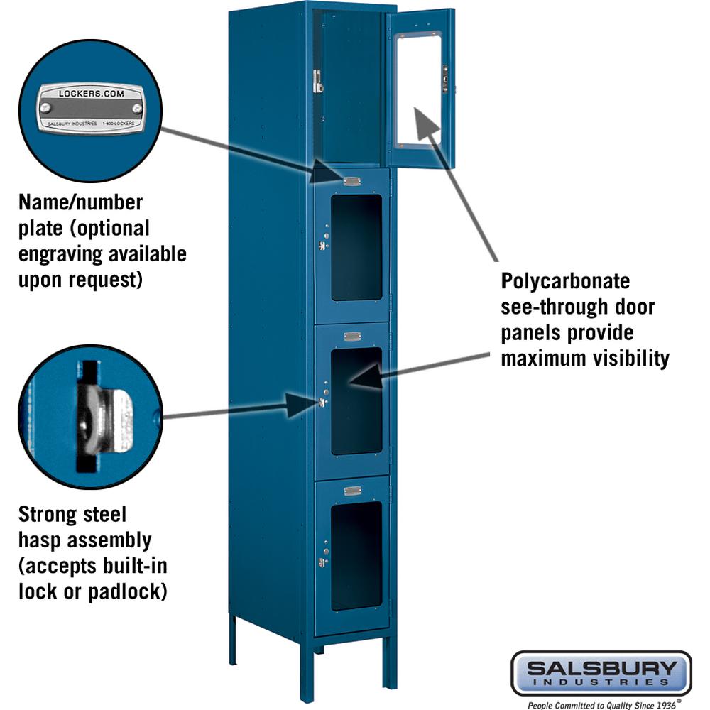12" Wide Four Tier See-Through Metal Locker - 1 Wide - 6 Feet High - 18" Deep by Salsbury
