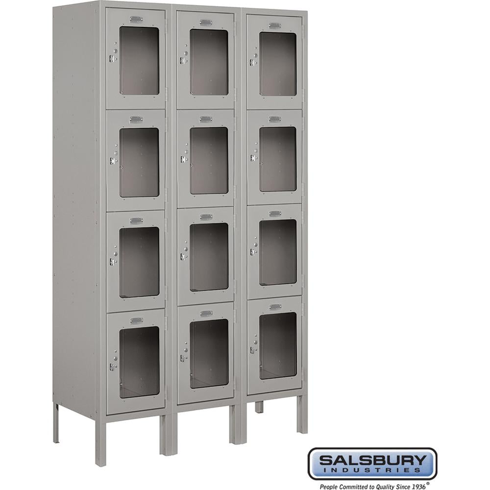 12" Wide Four Tier See-Through Metal Locker - 3 Wide - 5 Feet High - 12" Deep by Salsbury
