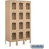 12" Wide Four Tier See-Through Metal Locker - 3 Wide - 5 Feet High - 12" Deep by Salsbury