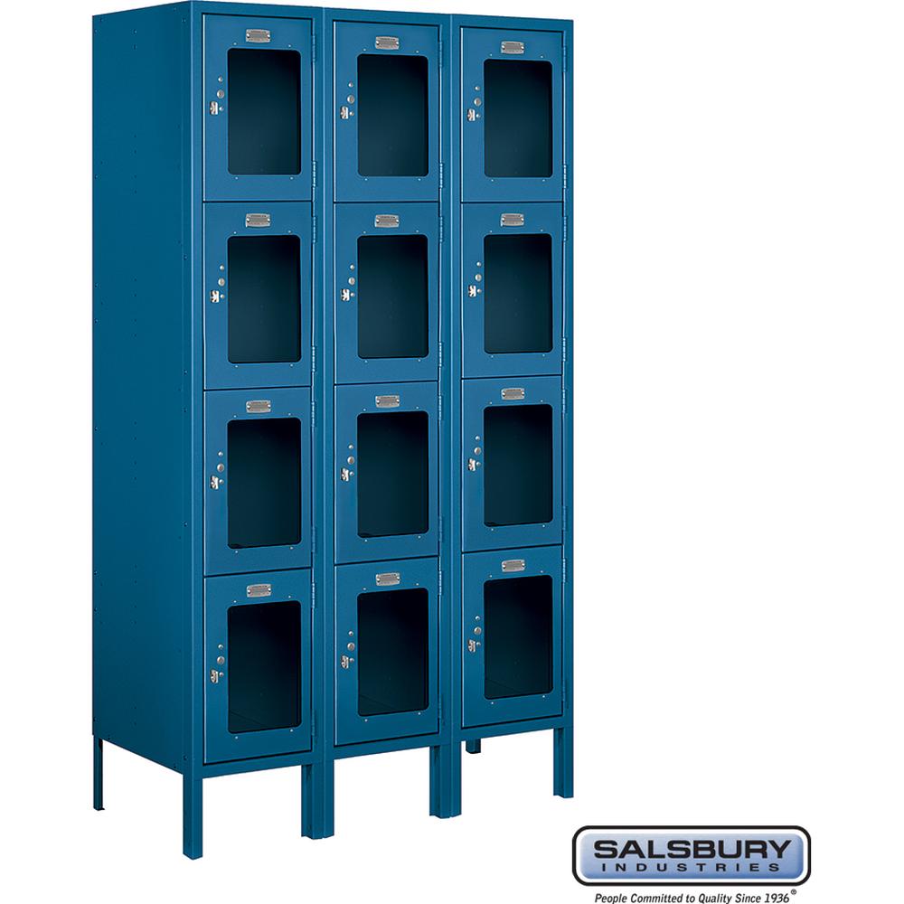 12" Wide Four Tier See-Through Metal Locker - 3 Wide - 5 Feet High - 15" Deep by Salsbury