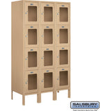 12" Wide Four Tier See-Through Metal Locker - 3 Wide - 5 Feet High - 15" Deep by Salsbury