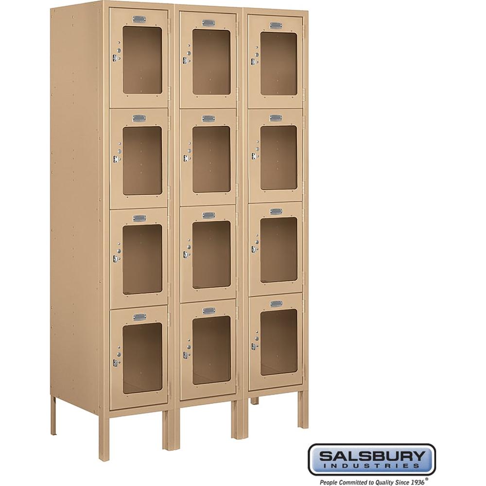 12" Wide Four Tier See-Through Metal Locker - 3 Wide - 5 Feet High - 15" Deep by Salsbury