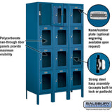 12" Wide Four Tier See-Through Metal Locker - 3 Wide - 5 Feet High - 15" Deep by Salsbury