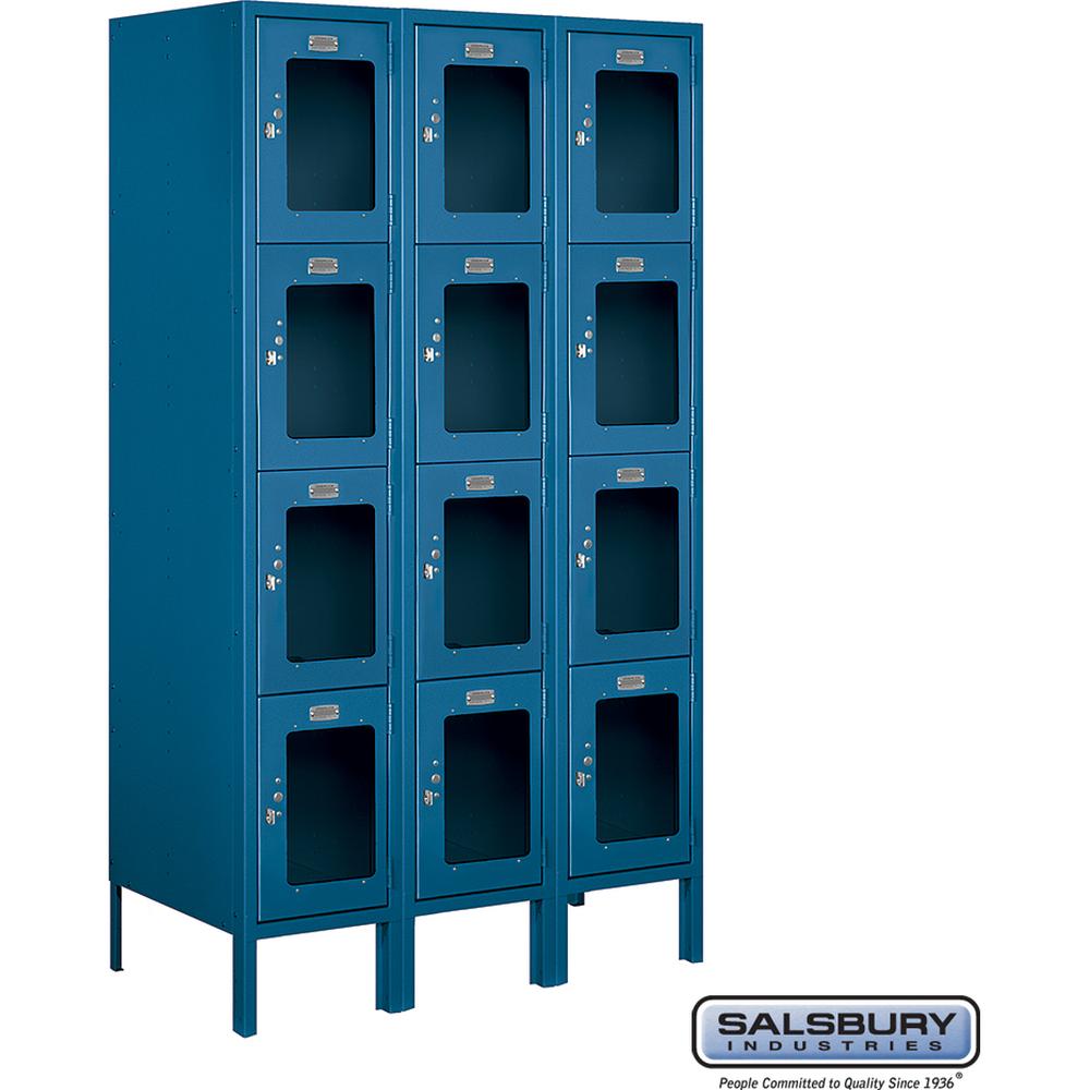 12" Wide Four Tier See-Through Metal Locker - 3 Wide - 5 Feet High - 18" Deep by Salsbury