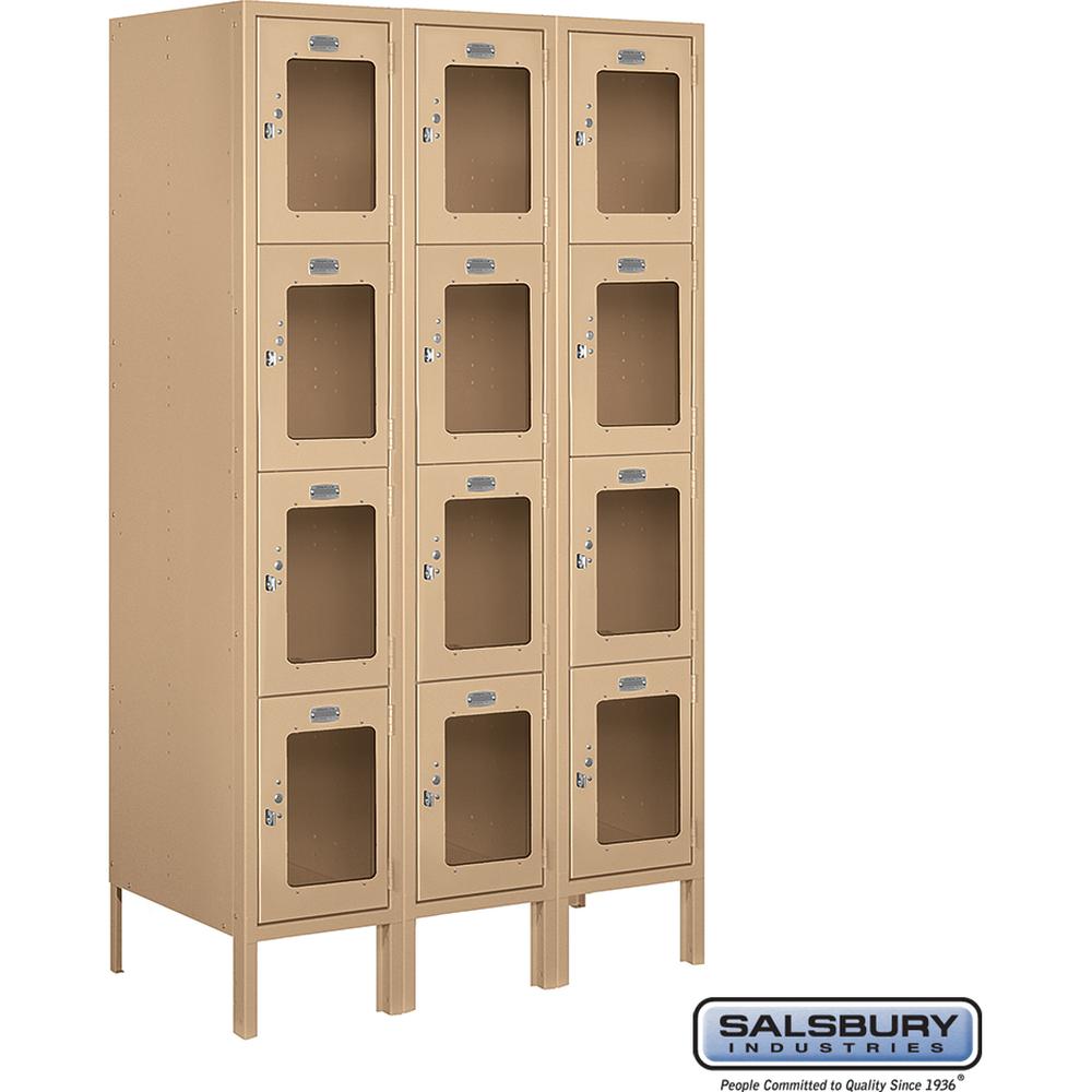 12" Wide Four Tier See-Through Metal Locker - 3 Wide - 5 Feet High - 18" Deep by Salsbury