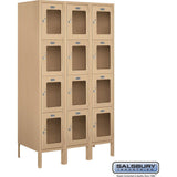 12" Wide Four Tier See-Through Metal Locker - 3 Wide - 5 Feet High - 18" Deep by Salsbury