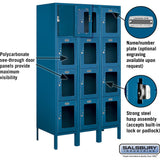 12" Wide Four Tier See-Through Metal Locker - 3 Wide - 5 Feet High - 18" Deep by Salsbury