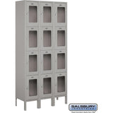12" Wide Four Tier See-Through Metal Locker - 3 Wide - 6 Feet High - 12" Deep by Salsbury