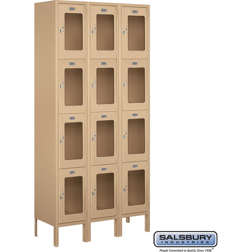 12" Wide Four Tier See-Through Metal Locker - 3 Wide - 6 Feet High - 12" Deep by Salsbury