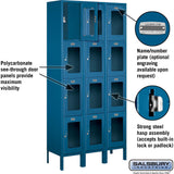 12" Wide Four Tier See-Through Metal Locker - 3 Wide - 6 Feet High - 12" Deep by Salsbury