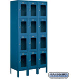 12" Wide Four Tier See-Through Metal Locker - 3 Wide - 6 Feet High - 15" Deep by Salsbury