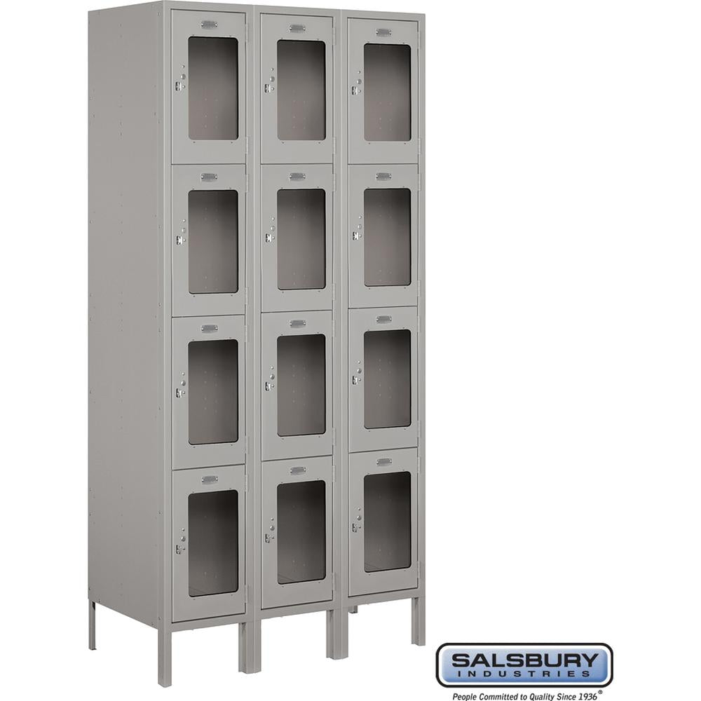 12" Wide Four Tier See-Through Metal Locker - 3 Wide - 6 Feet High - 18" Deep by Salsbury