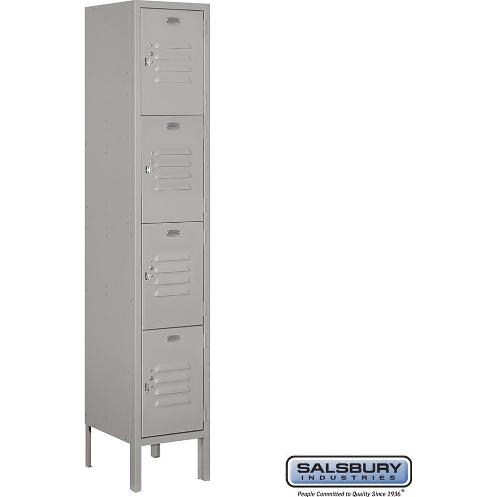 12" Wide Four Tier Standard Metal Locker - 1 Wide - 5 Feet High - 12" Deep by Salsbury