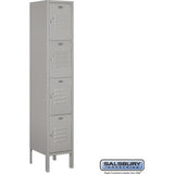 12" Wide Four Tier Standard Metal Locker - 1 Wide - 5 Feet High - 12" Deep by Salsbury