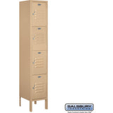 12" Wide Four Tier Standard Metal Locker - 1 Wide - 5 Feet High - 12" Deep by Salsbury