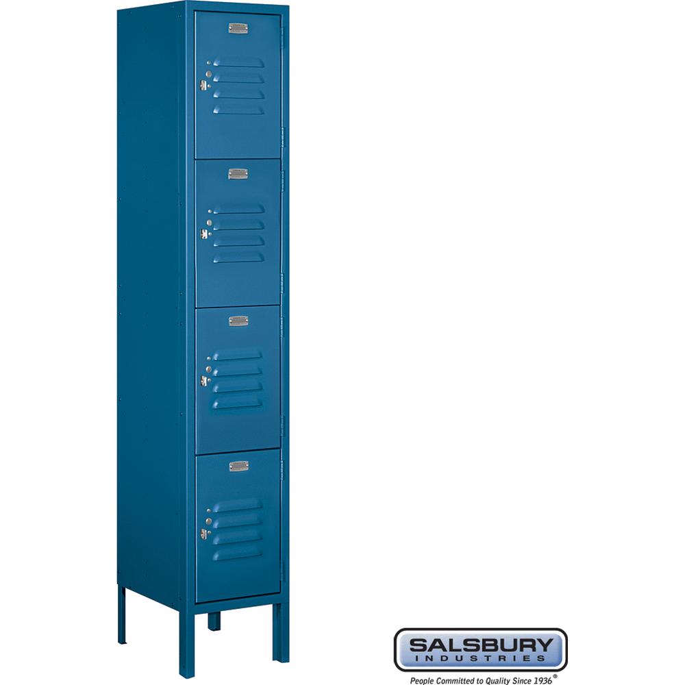 12" Wide Four Tier Standard Metal Locker - 1 Wide - 5 Feet High - 12" Deep by Salsbury