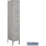 12" Wide Four Tier Standard Metal Locker - 1 Wide - 5 Feet High - 15" Deep by Salsbury