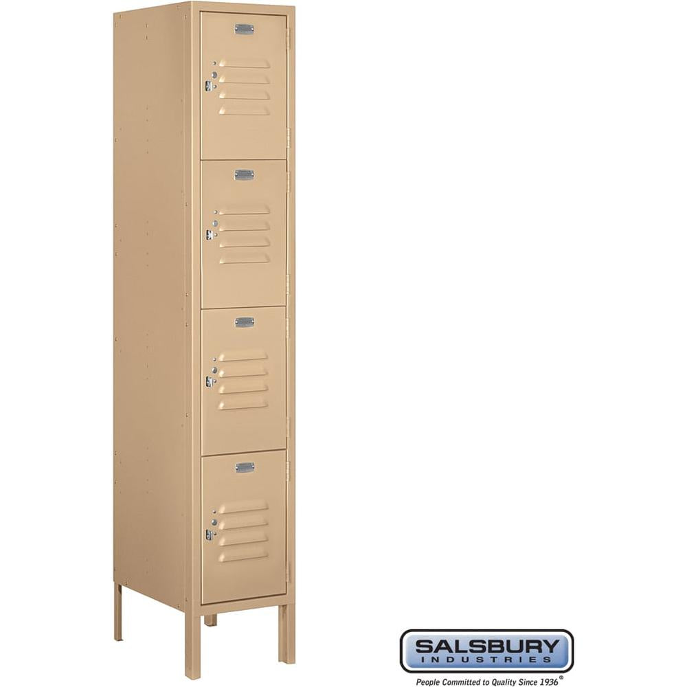 12" Wide Four Tier Standard Metal Locker - 1 Wide - 5 Feet High - 15" Deep by Salsbury