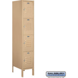 12" Wide Four Tier Standard Metal Locker - 1 Wide - 5 Feet High - 18" Deep by Salsbury