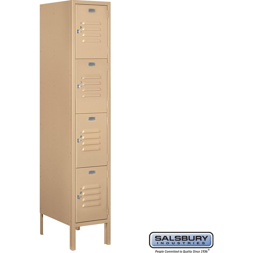 12" Wide Four Tier Standard Metal Locker - 1 Wide - 5 Feet High - 18" Deep by Salsbury