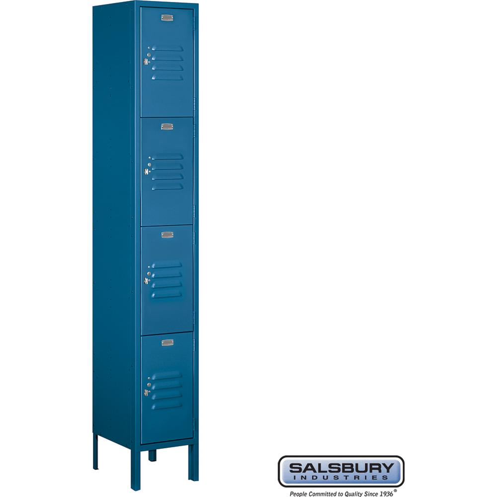 12" Wide Four Tier Standard Metal Locker - 1 Wide - 6 Feet High - 12" Deep by Salsbury
