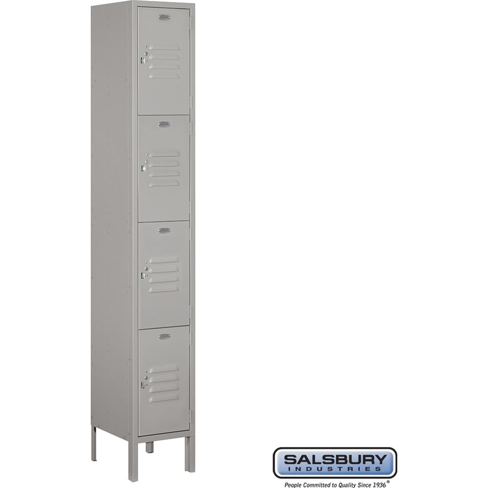 12" Wide Four Tier Standard Metal Locker - 1 Wide - 6 Feet High - 12" Deep by Salsbury