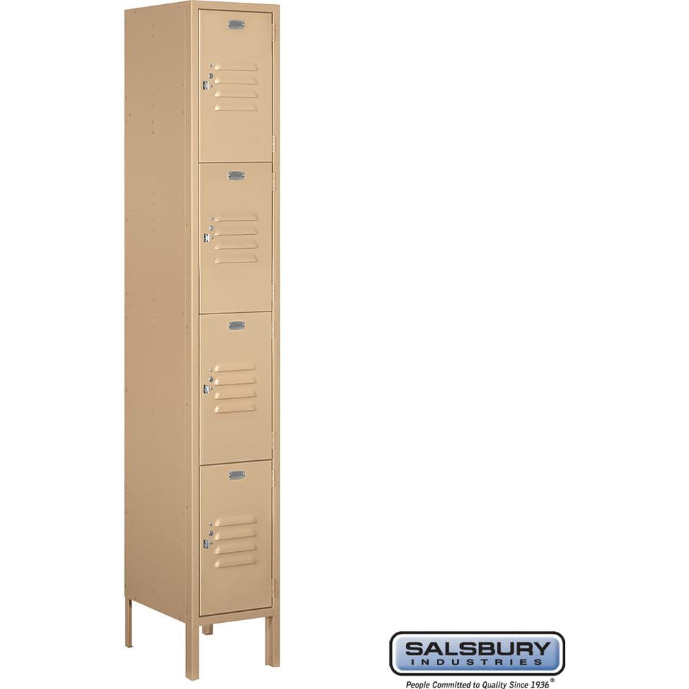 12" Wide Four Tier Standard Metal Locker - 1 Wide - 6 Feet High - 15" Deep by Salsbury