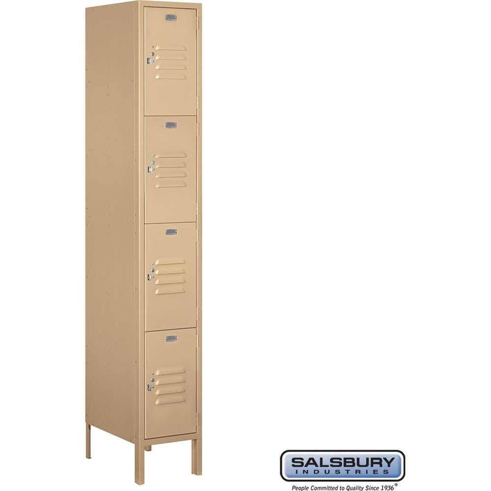 12" Wide Four Tier Standard Metal Locker - 1 Wide - 6 Feet High - 18" Deep by Salsbury