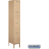 12" Wide Four Tier Standard Metal Locker - 1 Wide - 6 Feet High - 18" Deep by Salsbury