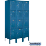 12" Wide Four Tier Standard Metal Locker - 3 Wide - 5 Feet High - 15" Deep by Salsbury