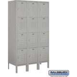 12" Wide Four Tier Standard Metal Locker - 3 Wide - 5 Feet High - 15" Deep by Salsbury