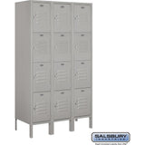 12" Wide Four Tier Standard Metal Locker - 3 Wide - 5 Feet High - 15" Deep by Salsbury