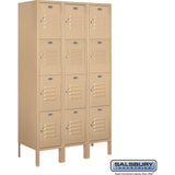 12" Wide Four Tier Standard Metal Locker - 3 Wide - 5 Feet High - 15" Deep by Salsbury