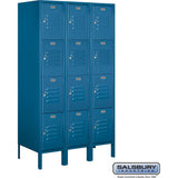12" Wide Four Tier Standard Metal Locker - 3 Wide - 5 Feet High - 18" Deep by Salsbury
