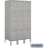 12" Wide Four Tier Standard Metal Locker - 3 Wide - 5 Feet High - 18" Deep by Salsbury