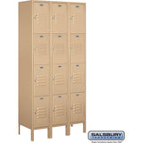 12" Wide Four Tier Standard Metal Locker - 3 Wide - 6 Feet High - 15" Deep by Salsbury