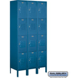 12" Wide Four Tier Standard Metal Locker - 3 Wide - 6 Feet High - 15" Deep by Salsbury