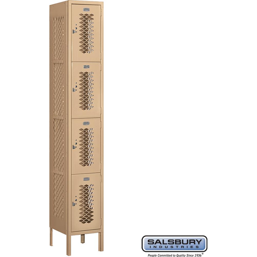 12" Wide Four Tier Vented Metal Locker - 1 Wide - 6 Feet High - 12" Deep by Salsbury