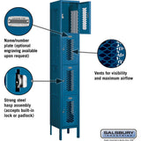 12" Wide Four Tier Vented Metal Locker - 1 Wide - 6 Feet High - 12" Deep by Salsbury