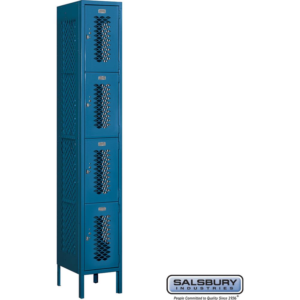 12" Wide Four Tier Vented Metal Locker - 1 Wide - 6 Feet High - 15" Deep by Salsbury