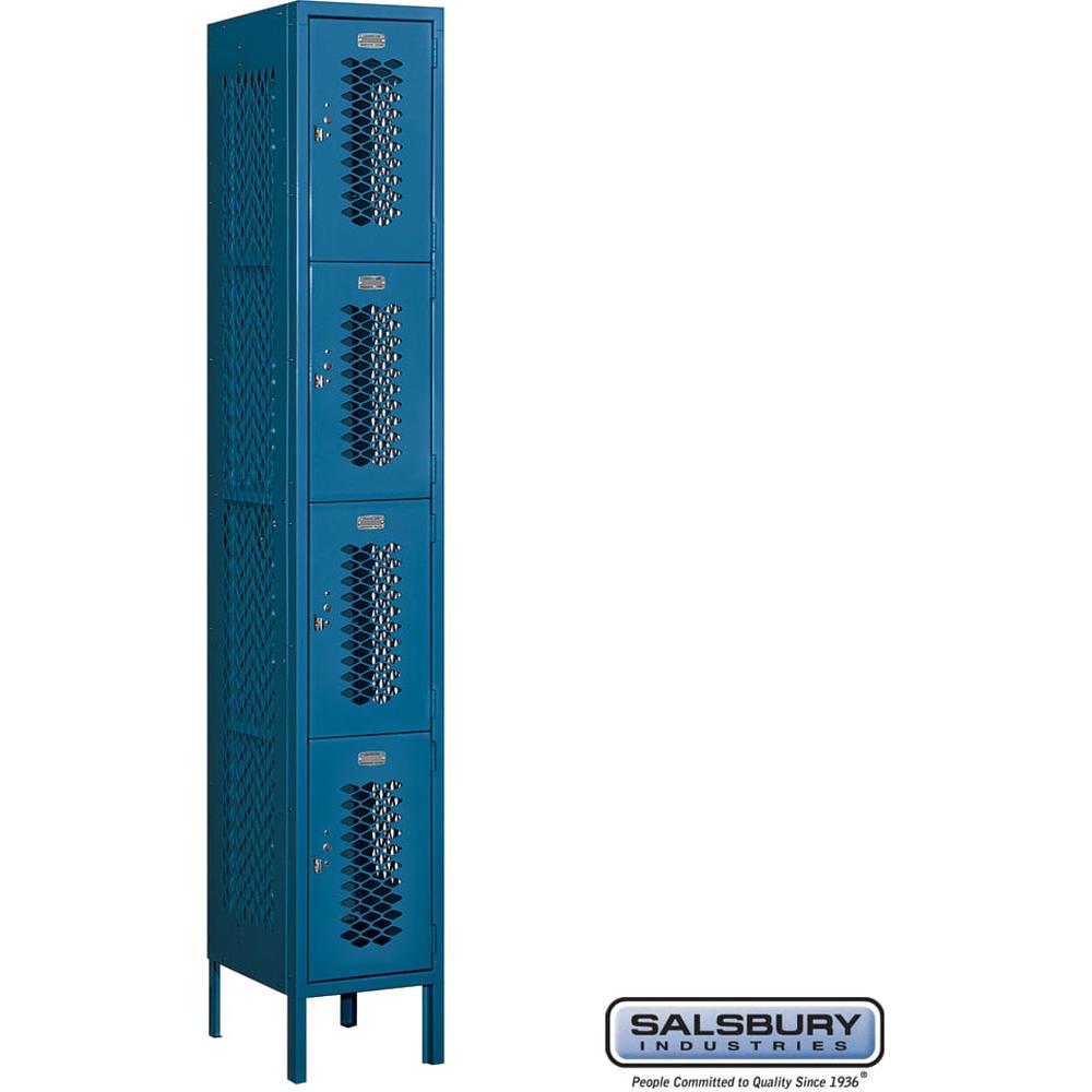 12" Wide Four Tier Vented Metal Locker - 1 Wide - 6 Feet High - 15" Deep by Salsbury