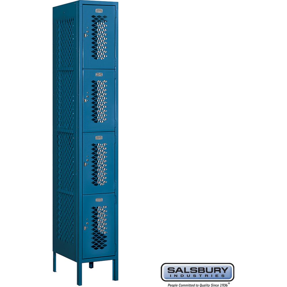 12" Wide Four Tier Vented Metal Locker - 1 Wide - 6 Feet High - 18" Deep by Salsbury