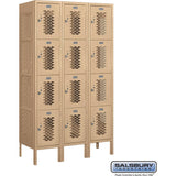 12" Wide Four Tier Vented Metal Locker - 3 Wide - 5 Feet High - 15" Deep by Salsbury