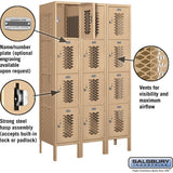 12" Wide Four Tier Vented Metal Locker - 3 Wide - 5 Feet High - 15" Deep by Salsbury