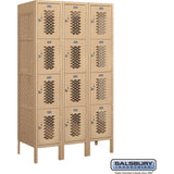 12" Wide Four Tier Vented Metal Locker - 3 Wide - 5 Feet High - 18" Deep by Salsbury