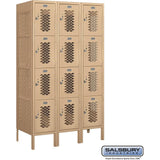 12" Wide Four Tier Vented Metal Locker - 3 Wide - 5 Feet High - 18" Deep by Salsbury