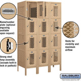 12" Wide Four Tier Vented Metal Locker - 3 Wide - 5 Feet High - 18" Deep by Salsbury