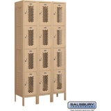 12" Wide Four Tier Vented Metal Locker - 3 Wide - 6 Feet High - 15" Deep by Salsbury