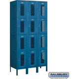 12" Wide Four Tier Vented Metal Locker - 3 Wide - 6 Feet High - 18" Deep by Salsbury