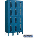 12" Wide Four Tier Vented Metal Locker - 3 Wide - 6 Feet High - 18" Deep by Salsbury